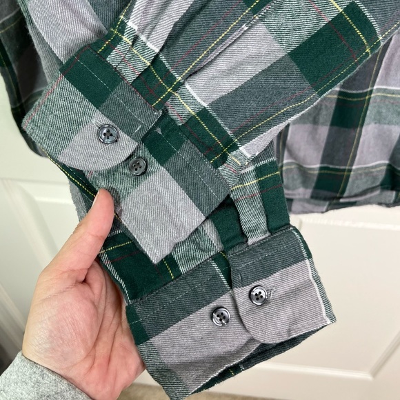 Club Room Plaid Flannel Long Sleeve Button Down Shirt Ivy League Green Sz XL - Picture 6 of 10
